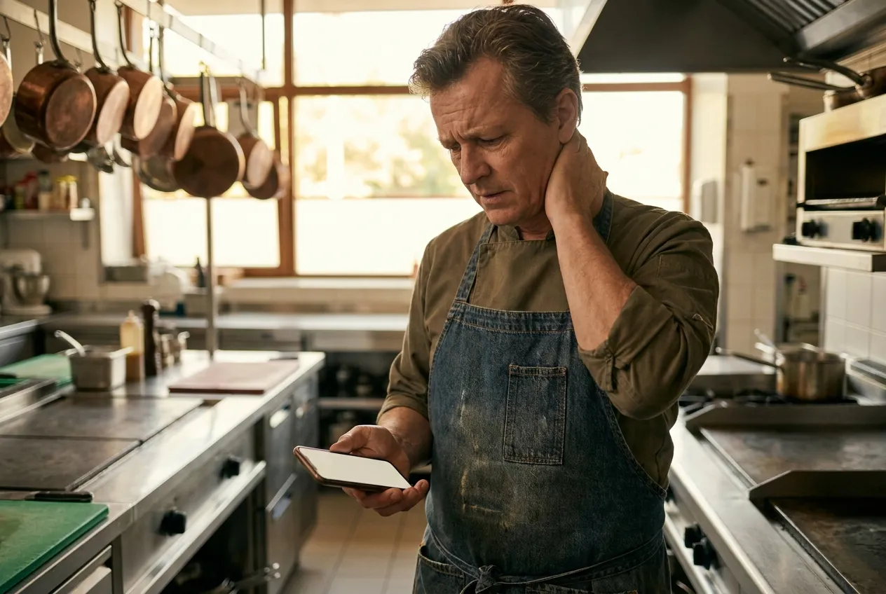 Métier de bouche prenant en photo un plat avec son téléphone